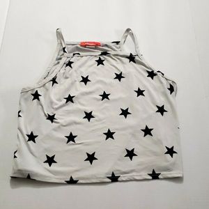 White black stars crop top